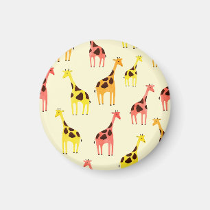 Imán Personalizado Giraffe: Colorido Patrón Vintage.