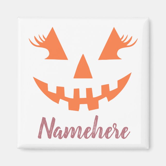 Imán Personalizado Girly Jack O Lantern Pumpkin Hallowe (Frente)