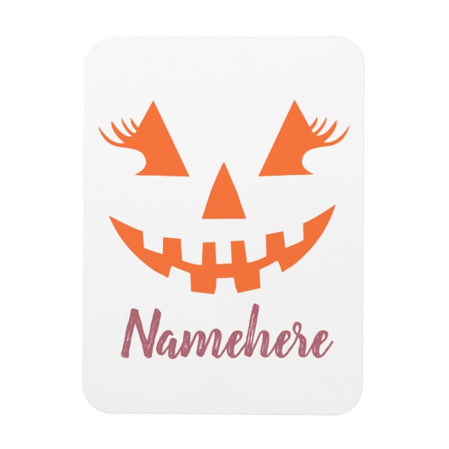 Imán Personalizado Girly Jack O Lantern Pumpkin Hallowe (Vertical)