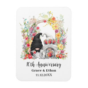 Imán Personalizado Gnome Arco Floral Décimo Aniversario