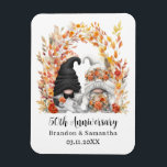 Imán Personalizado Gnome Autumn Leaf 50 aniversario Bod<br><div class="desc">Personalizado 50 aniversario boda agudo imán con un diseño con un gnomo de novia y novio y un ilustracion de arco de hojas de otoño. Edite la plantilla con cualquier año y mensaje.</div>