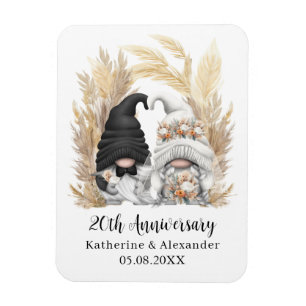 Imán Personalizado Gnome Pampas 20° aniversario Boda