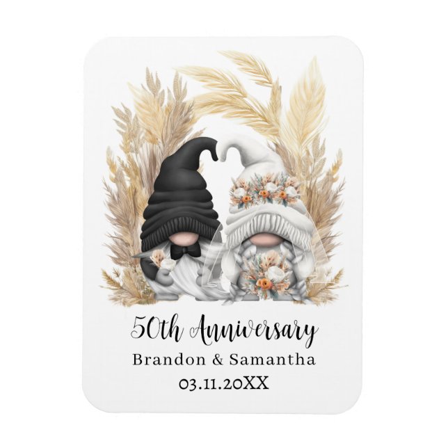 Imán Personalizado Gnome Pampas Grass 50 aniversario Bo (Vertical)