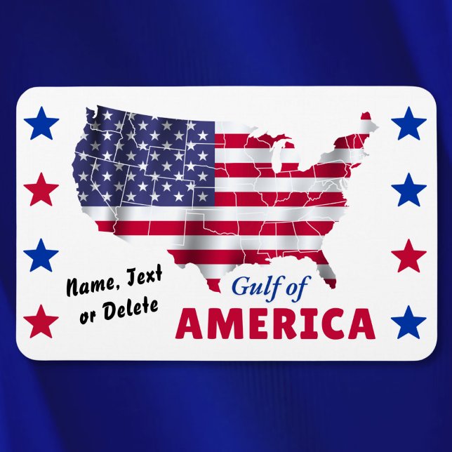 Imán Personalizado, GULF de AMÉRICA, Magnet Patriótico (Gulf of America, Magnets. Personalized, Patriotic Refrigerator Magnets. United States Shaped Flag.)