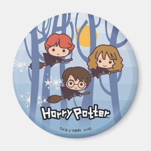Imán Personalizado Harry, Ron Y Hermione Volando En Bos