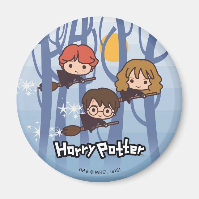 Imán Personalizado Harry, Ron Y Hermione Volando En Bos (Frente)