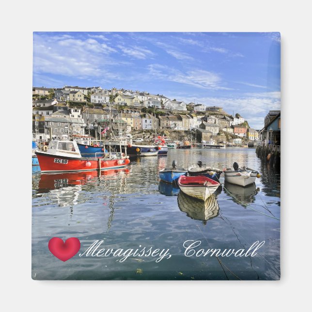 Imán Personalizado Heart Mevagissey Fish Landing Quay C (Frente)