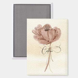 Imán Personalizado hermosa flor Tono de la Tierra Bow C