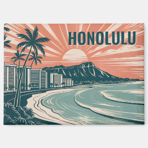 Imán Personalizado Honolulu Waikiki Diamond Head Scenic