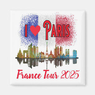 Imán Personalizado I Love Paris Skyline French Flag Sou