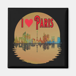 Imán Personalizado I Love Paris Skyline Sunset Souvenir