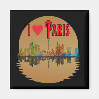 Imán Personalizado I Love Paris Skyline Sunset Souvenir