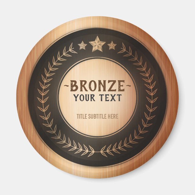 Imán PERSONALIZADO IMPRIMIR DIY MEDAL Campeón de bronce (Frente)