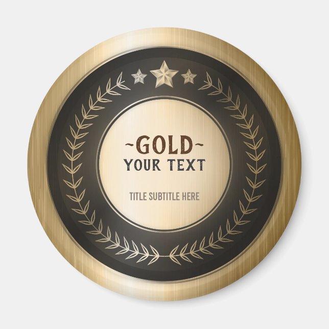 Imán PERSONALIZADO IMPRIMIR DIY MEDAL Gold #1 Campeón E (Frente)