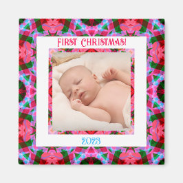 Imán Personalizado Jolly Navidades festivos foto rosa
