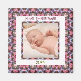 Imán Personalizado Jolly Navidades festivos foto rosa