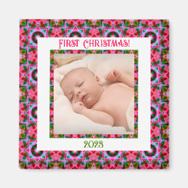 Imán Personalizado Jolly Navidades festivos foto rosa