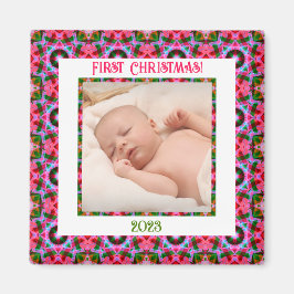 Imán Personalizado Jolly Navidades festivos foto rosa