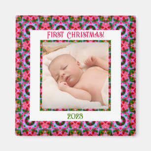 Imán Personalizado Jolly Navidades festivos foto rosa