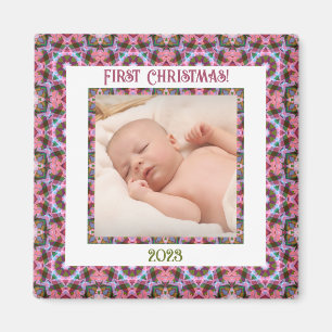 Imán Personalizado Jolly Navidades festivos foto rosa