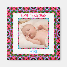 Imán Personalizado Jolly Navidades festivos foto rosa