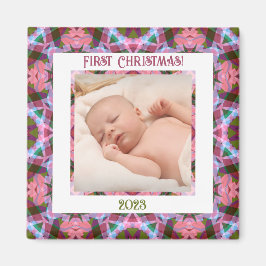 Imán Personalizado Jolly Navidades festivos foto rosa