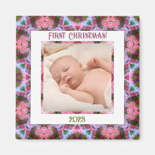 Imán Personalizado Jolly Navidades festivos foto rosa