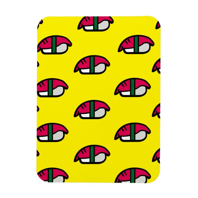 Imán Personalizado Kawaii Sushi, Arroz de Pescado y Alg (Vertical)