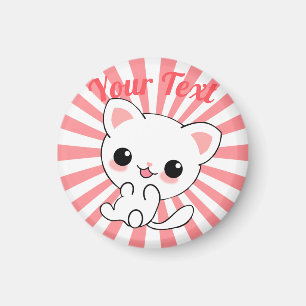 Imán Personalizado Kawaii White Kitten