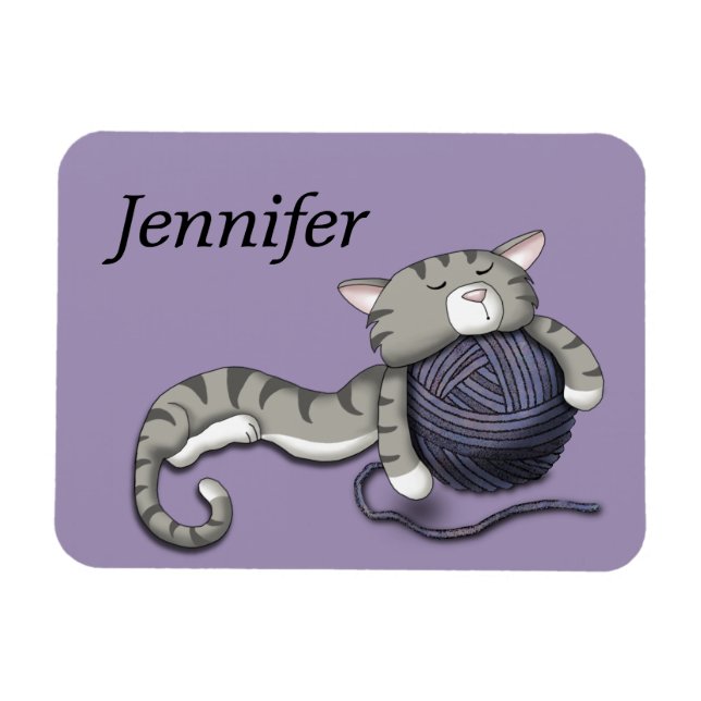 Imán Personalizado Kitty con bola de hilo (Horizontal)