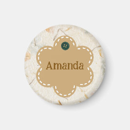 Imán Personalizado linda orilla marrón en forma floral