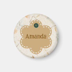 Imán Personalizado linda orilla marrón en forma floral