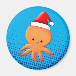 Imán Personalizado lindo bebé Octopus Santas Gorra