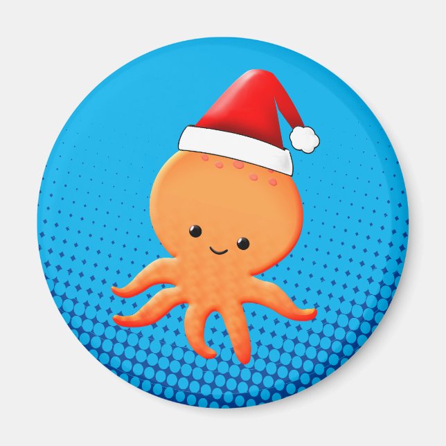 Imán Personalizado lindo bebé Octopus Santas Gorra (Frente)