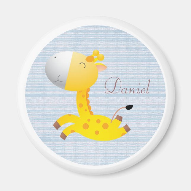 Imán Personalizado lindo Giraffe Azul y Blanco personal (Frente)