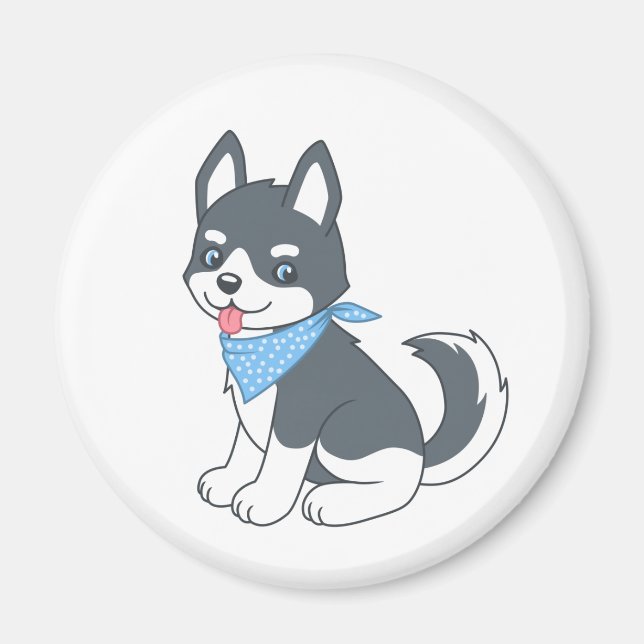 Imán Personalizado lindo Husky Perro de Cachorro (Frente)