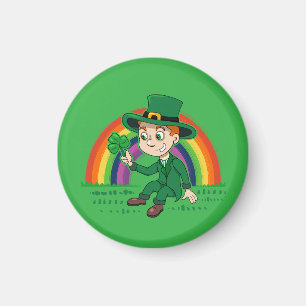 Imán Personalizado lindo leprechaun con shamrock y arco