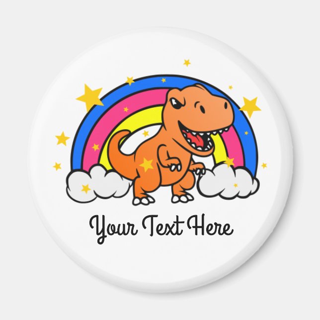Imán Personalizado lindo Naranja de texto dinosaurio ar (Frente)
