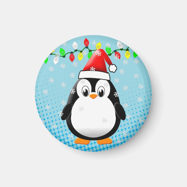 Imán Personalizado lindo Navidades de pingüino de Santa (Frente)