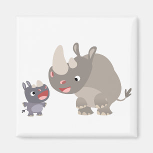 Imán Personalizado lindo Rhino Baby & Big Rhino Magnet