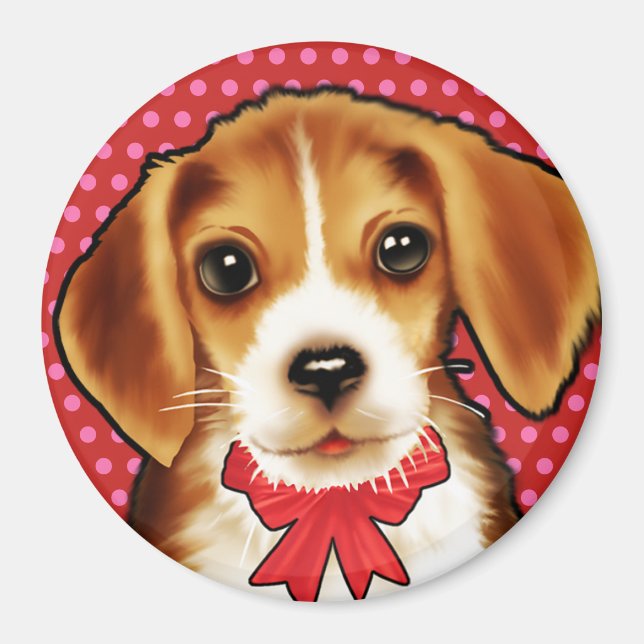 Imán Personalizado Magnet lindo Beagle. (Frente)