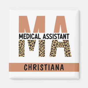 Imán Personalizado MAMÁES Auxiliar Médico Leopard Print