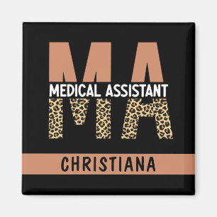 Imán Personalizado MAMÁES Auxiliar Médico Leopard Print