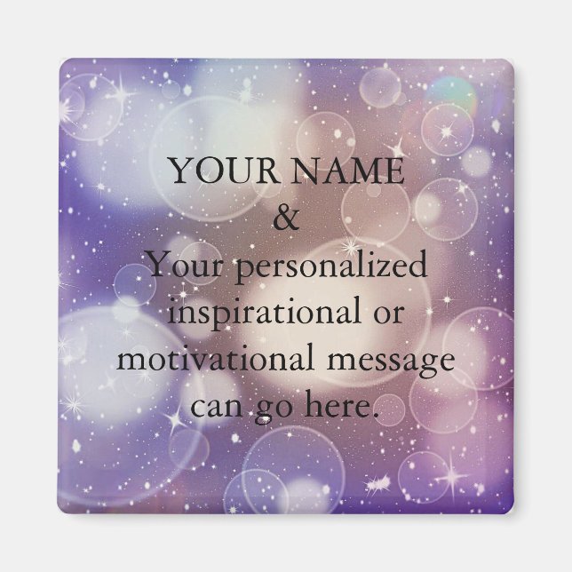 Imán Personalizado Mensaje Motivacional Purpurina púrpu (Frente)