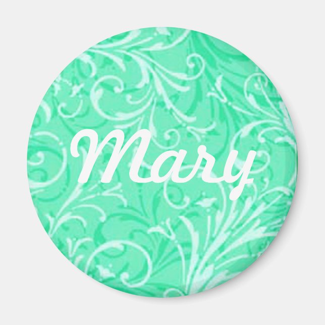 Imán Personalizado Mint Green Ornamental Magnet (Frente)