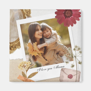 Imán Personalizado moderno te amo foto de mamá