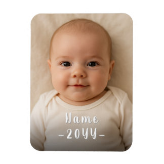 Imán Personalizado moderno único foto para bebé con tex