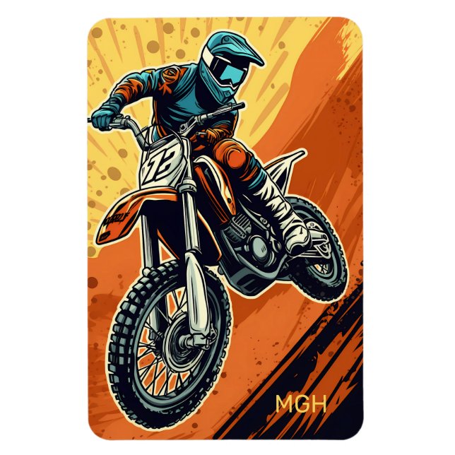 Imán Personalizado Monograma Motocross (Vertical)