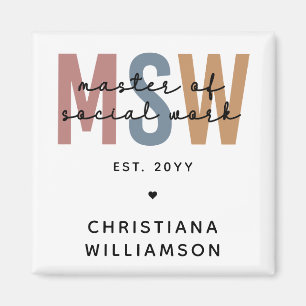 Imán Personalizado MSW Master en Obra Social Graduación