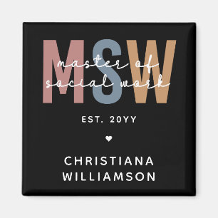 Imán Personalizado MSW Master en Obra Social Graduación